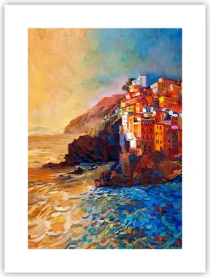 Produktbild von Poster - Poster ohne Rahmen - Manarola Bunt Öl - 30x40 cm - Wand Bild - Wanddeko - Wandbilder - Kunstposter - Wandposter - Bilder - Kunstdruck - Wanddekoration - Wandbild - P2XPA30x40-4164