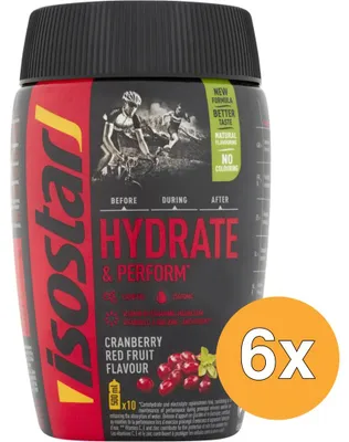 Productafbeelding van 6x Isostar Hydrate & Perform Cranberry Red Fruit (400 gr)