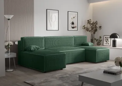 Produktbild von Ecksofa Alvito U, Farbe: Grün, Material: Kord, B: 290 cm, H: 85 cm