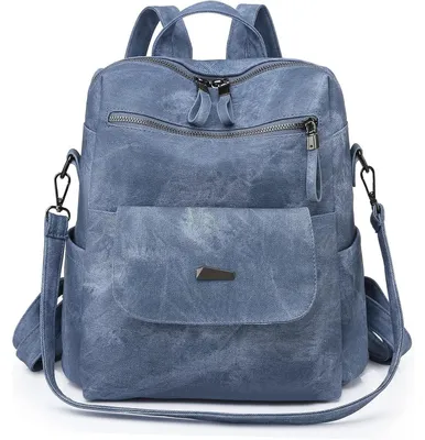 Immagine prodotto di Zaino da donna, impermeabile, antifurto, leggero, in PU, multiuso, convertibile, colore blu
