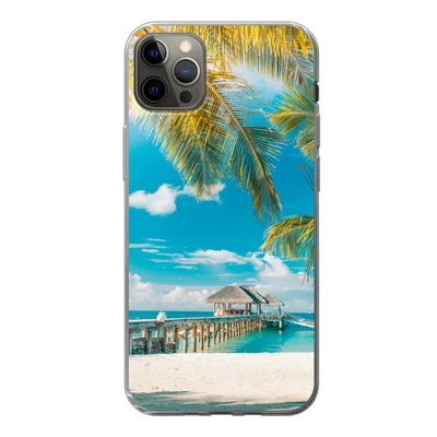 Produktbild von MuchoWow® Handyhülle Schutzhülle Hülle für iPhone 12 Pro Max Tropisch - Strand - Palme Silikon Softcase Handy Hülle - Hartschale