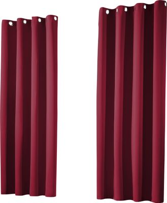 heimtexland ® Verdunklungsvorhang 1 Paar Verdunklungsgardinen Thermovorhänge Ösenschal  Bordeaux HxB 145 x 135 cm
