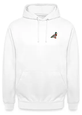 Produktbild von Spreadshirt Gestickte Pixel Ente Uni Hoodie, 3XL, Weiß