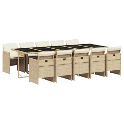 Produktbild von vidaXL 11-tlg. Garten-Essgruppe mit Kissen Beige Poly Rattan