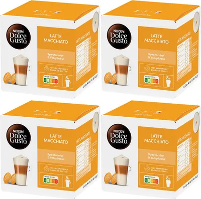 Image de Nescafé Dolce Gusto Latte Macchiato 16 capsules de café, pack de 4