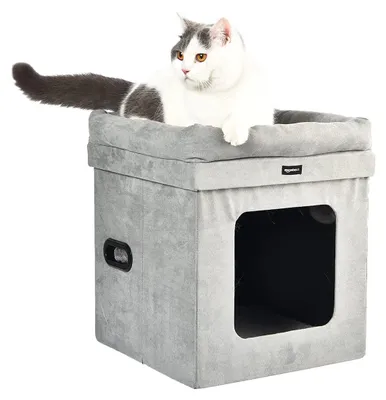 Image de A. Maison pliable pour chat, dimensions : 38 x 38 x 43 cm, couleur : gris