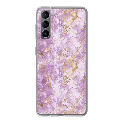Produktbild von MuchoWow® Handyhülle Schutzhülle Hülle für Samsung Galaxy S21 Gold - Marmor - Muster - Lila Silikon Softcase Handy Hülle - Softcase