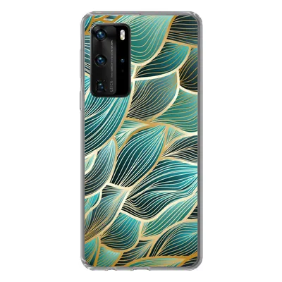 Produktbild von MuchoWow® Handyhülle Schutzhülle Hülle für Huawei P40 Pro Muster - Gold - Abstrakt - Welle Silikon Softcase Handy Hülle - Schutz