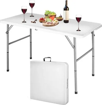 Zdjęcie produktu dla Składany stolik kempingowy 120 x 60 x 74 cm, biały