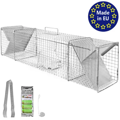 Produktbild von Petigi Tierfalle Lebendfalle für kleine bis mittelgroße Tiere wie Maus, Katze, Marder, Fuchs, Otter, Kaninchen, Modell: , Größe / Modell:Tierfalle 1 (120 x 29 x 31 cm)
