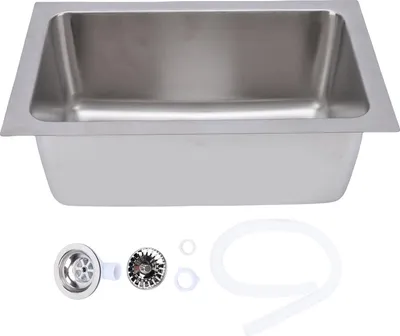 Obrázok produktu pre Barový drez 13,39 x 8,27 x 5,31 palca, jedno umývadlo, nerezová oceľ, kuchyňa s košovým sitom pre autá, lode, karavany, jachty