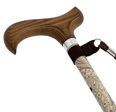 Image de Bâton de marche réglable avec poignée ergonomique en bois