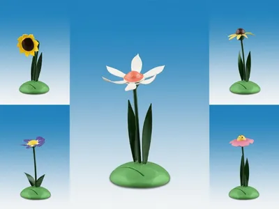 Produktbild von Tischdekoration Tischkartenhalter mit Blumen 5-teilig  Höhe 7cm NEU
