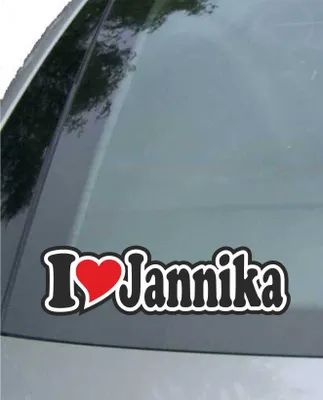 Produktbild von INDIGOS UG - Aufkleber / Autoaufkleber - I Love Heart - Ich liebe mit Herz 15 cm - I LOVE Jannika - Auto LKW Truck - Sticker mit Namen vom Mann Frau Kind
