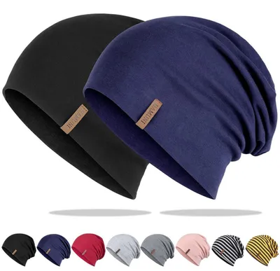 Immagine prodotto di Berretto da donna e da uomo, modello slouch, in cotone, taglia unica, colore nero e blu