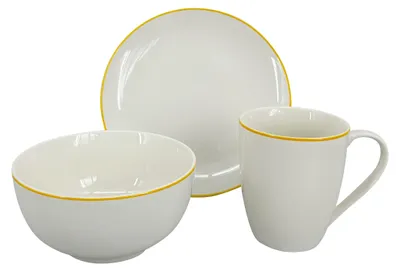 Produktbild von Frühstücksset Milo (Becher, Schüssel, Teller), gelbe Linie