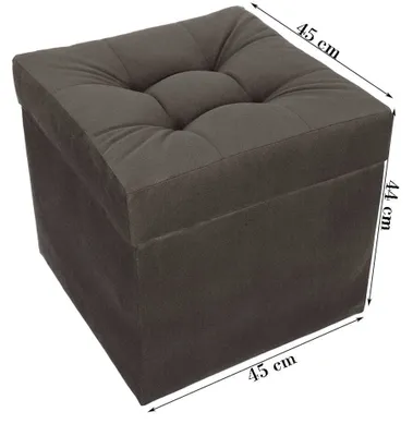 Obrázok produktu pre mg dizajnová čalúnená stolička, 45x45 cm, farba Bruin - mäkký sedák, skladacia s úložným priestorom (50 l), odolná do 100 kg