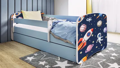 Produktbild von Kinderbett Jugendbett Kosmos 70x140, 80x160, 80x180 cm - Komplettset mit Schublade & Rausfallschutz