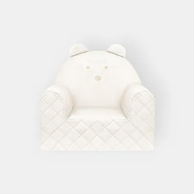 Produktbild von Kindersessel in Bärenform aus Samt und Schaumstoff beige | Leicht und bequem | Hergestellt in der EU | Perfektes Geschenk für Kinder