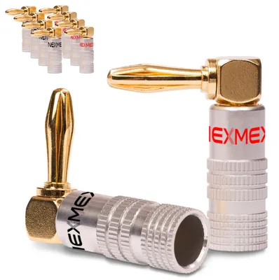Produktbild von Bananenstecker 90° gewinkelt vergoldet 10x Stecker NEXMEX Winkel Steckverbinder