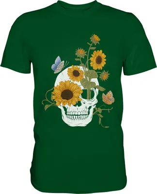 Produktbild von Schmetterling Totenkopf Sonnenblumen T-Shirt Gärtner Geschenk – Bottle Green / XL