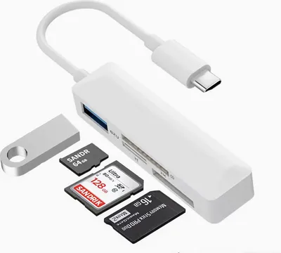 Produktbild von M47 USB-C Kartenleser Adapter – USB 2.0 | SD / MicroSD / TF / MS Karten – für Handy, PC & Laptop
