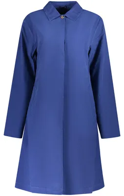 Produktbild von Damen Trenchcoat Blau - Langer Mantel mit Logo & Taschen, Nachhaltig
