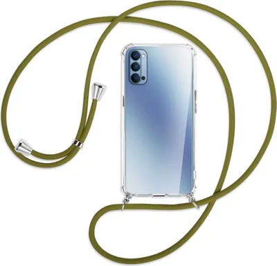 Produktbild von Handykette Backcover-Schutzhülle mit Band (Metall silberfarben) für Oppo Reno4 5G - khaki