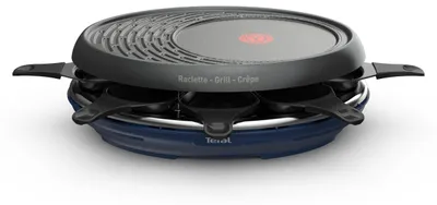 Produktbild von Tefal Raclette 3in1 (Raclette, Grill, Crêpe) 8 Personen, 8 Person(en), Thermoplast, Schwarz, Blau, Rund, 1050 W, 325 mm