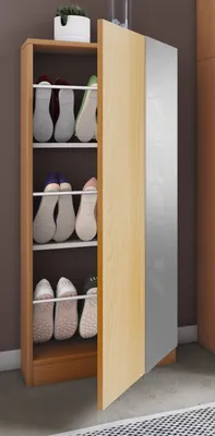 Produktbild von VCM Holz Schuhschrank | Maße: H. 112 x B. 50 x T. 17 cm | 1 Drehtür | praktischer Spiegel - Fulisa L Spiegel