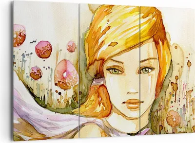 Produktbild von Bild auf Leinwand - Leinwandbild - Frau Sommer Blume - 165x110cm - Wand Bild - Wanddeko - Leinwanddruck - Bilder - Kunstdruck - Wanddekoration - Leinwand bilder - Wandkunst - CE165x110-3538