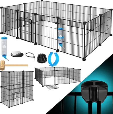 Produktbild von KESSER® Freigehege Gittergehege für Kaninchen aus Metallgitter XXL inkl. Tür & Trinkflasche Kleintiergehege Meerschweinchen Gehege Freilauf, Kleintierkäfig Laufgitter Hasenstall für Innen - draußen