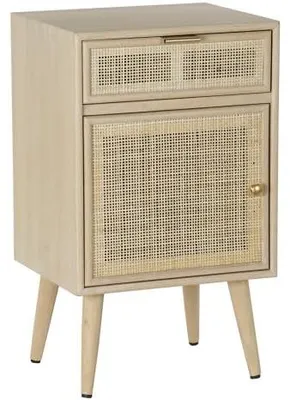 Produktbild von DRW Nachttisch, 2 Schubladen, Holz und Rattan, 42,2 x 37 x 70 cm