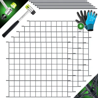 Produktbild von KESSER® Teichzaun Gartenzaun Steckzaun Komplettset Metall Zaunelemente Inkl. Hammer + Befestigungsstäben, Zaun zum stecken für Garten, Oberbogen Rund Gitterzaun Set Freigehege für Hunde