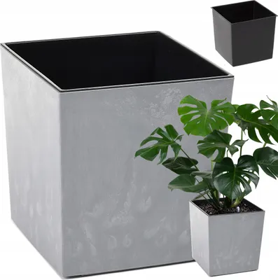 Produktbild von Lamela Blumentopf | Juka | Mit Einsatz | Grau Beton | 25 cm