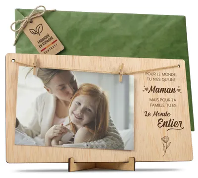 Immagine prodotto di Tavola in legno per foto con clip e corda, 1 pezzo, ideale per foto e biglietti