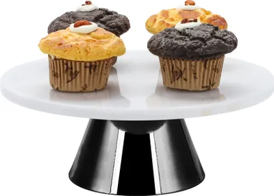 Produktbild von ECHTWERK stilvolle Tortenplatte aus Marmor, Kuchenplatte mit Standfuß, Gebäckständer zum Servieren von Speisen, Obst, Käse und Desserts, Black-Edition, Ø 30 cm