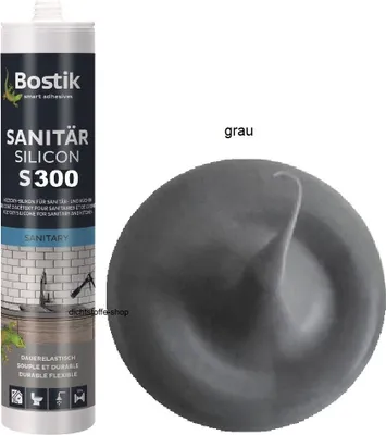 Produktbild von Bostik S300 Sanitärsilicon 300ml Kartusche 1K Sanitär Silikon Fugen Dichtstoff Grau