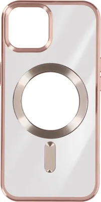 Produktbild von MagSafe Silikonhülle Apple iPhone 15 Plus Kameraschutz Chromumrandung Rosegold