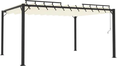 Produktbild von vidaXL Pergola mit Lamellendach 3x4 m Creme Stoff und Aluminium