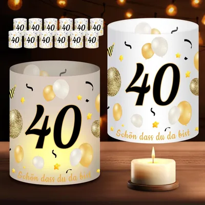Produktbild von Set mit 12 Laternen zur Dekoration für einen 40. Geburtstag