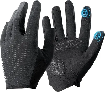 Image de Gants de vélo ROCKBROS Road-to-Sky printemps-été, compatibles écran tactile, respirants, amortissant les chocs, pour la course à pied, le fitness et la randonnée, noir, taille XL
