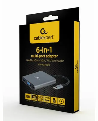 Immagine prodotto di gembird USB Typ-C 6-in-1 Kombi Adapter spacegrau