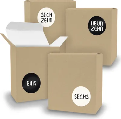 Produktbild von Adventskalender zum Füllen 24x Quader BRAUN + Sticker V08 Z23