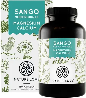 Produktbild von Nature Love® Sango Meereskoralle | 180 Kapseln | natürliche Quelle für Calcium (20%) und Magnesium (10%) im körpereigenen Verhältnis von 2:1