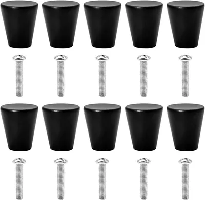 Obrázok produktu pre Hliníkové gombíky čiernej farby, 10 kusov, priemer 20 mm, vhodné pre skrinky a zásuvky