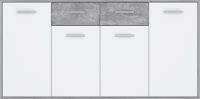 Produktbild von Furniture24 Kommode Antuza Ntu241-C251 Sideboard 162.3 X 81.7 X 34.2 Cm Beton Hellgrau/Weiß