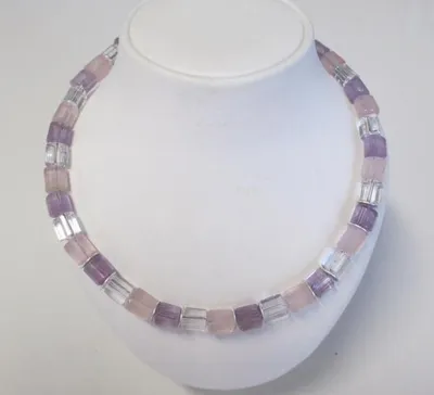 Produktbild von Edelsteinkette Amethyst, Bergkristall, Rosenquarz