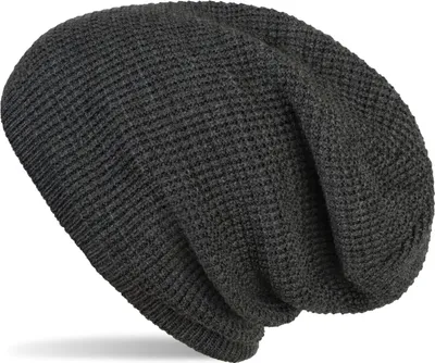 Produktbild von styleBREAKER Uni Strick Beanie Mütze mit Karo Strickmuster, Winter Slouch Longbeanie 04024172