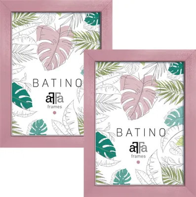 Two pink picture frames are shown side-by-side, each displaying a floral pattern with the brand name 'BATINO' and 'aFFa frames'.